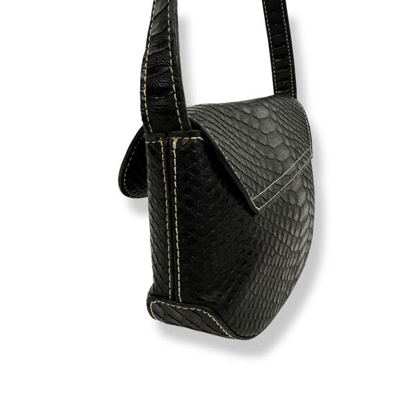 Y2K TOMMY HILFIGER black snakeskin super mini shoulder bag - Picture 13 of 14